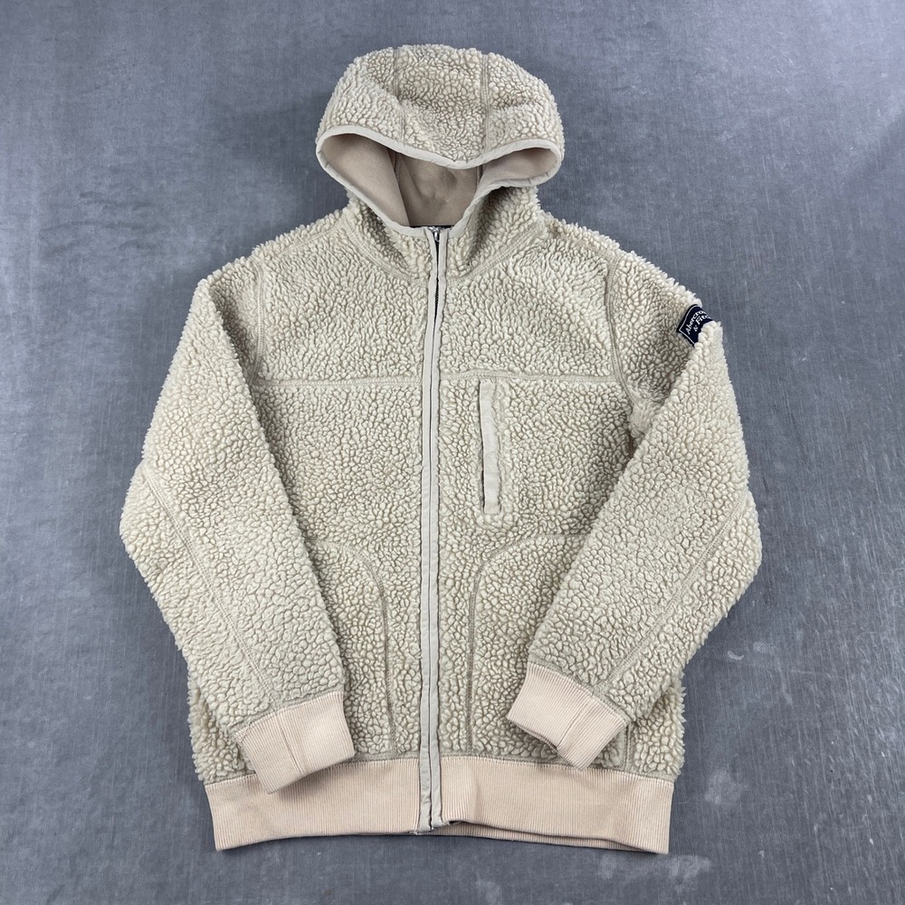 Abercrombie & Fitch Women‎ XS Beige Sherpa Full-Zip Hoodie Fleece Jacket